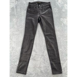 Joe's Jeans Womens 24 Black Zina Snake Print Shiny Coated Skinny Leg Mid Rise
